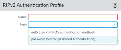 RIPv2 Authentication Profile configuration window.